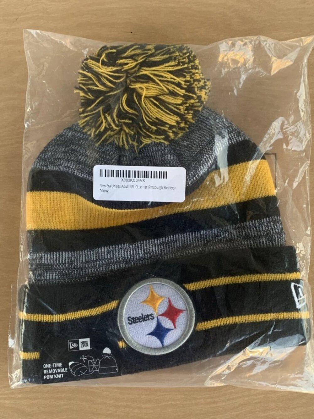 Pittsburgh Steelers New Era 2021 NFL Sideline Sport Official Pom Cuffed Knit NWT